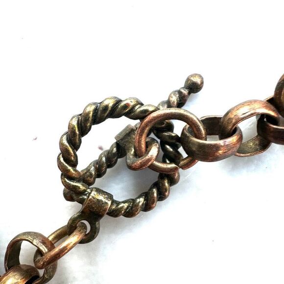 Brass  copper Charm Bracelet Pink Beads Turtle Heart Elephant Locket Horseshoe - Picture 7 of 9